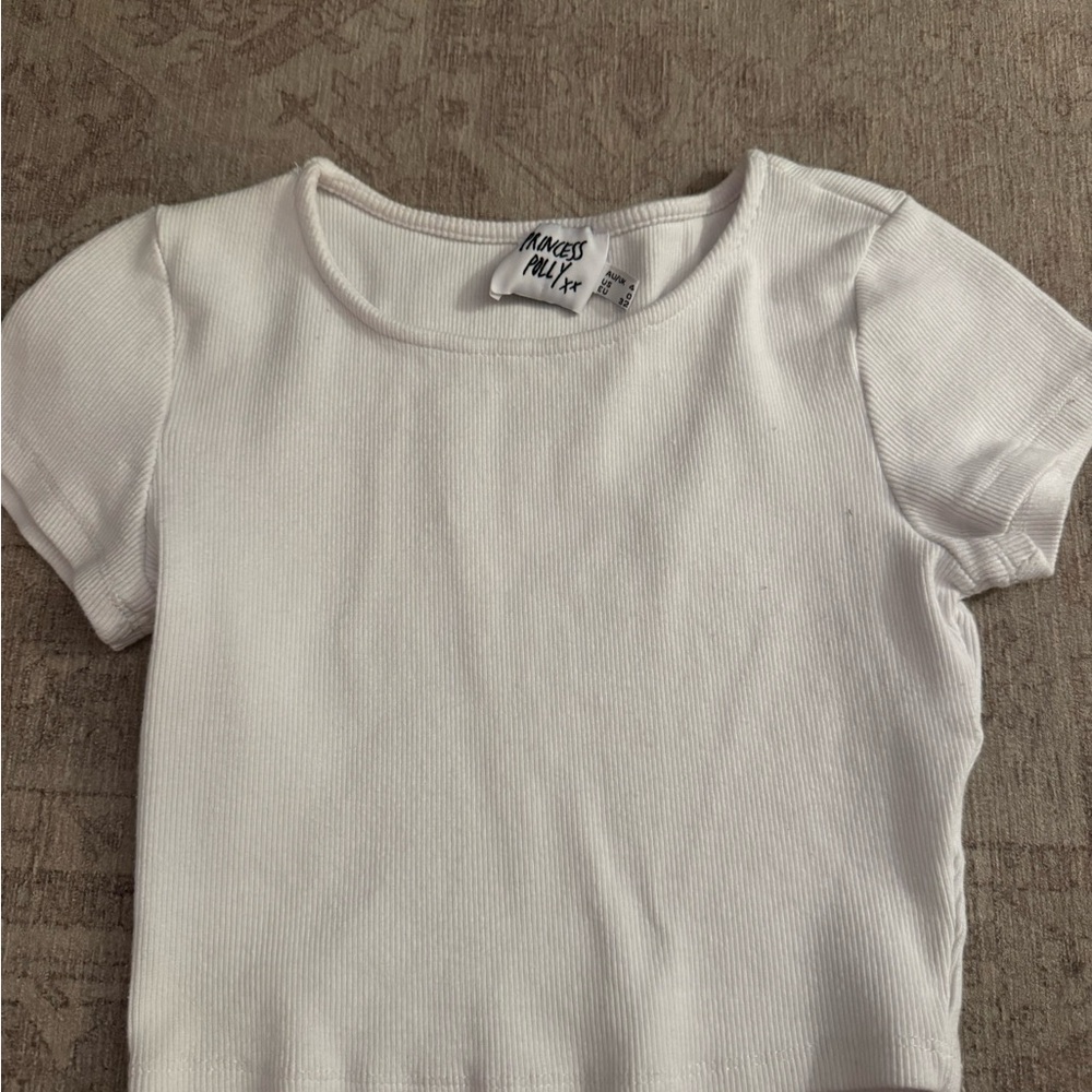 Princess Polly White Ribbed Crop Top